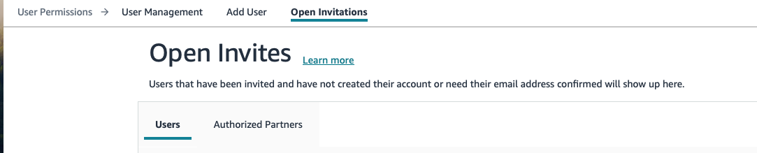 Open Invitations page showing pending invite
